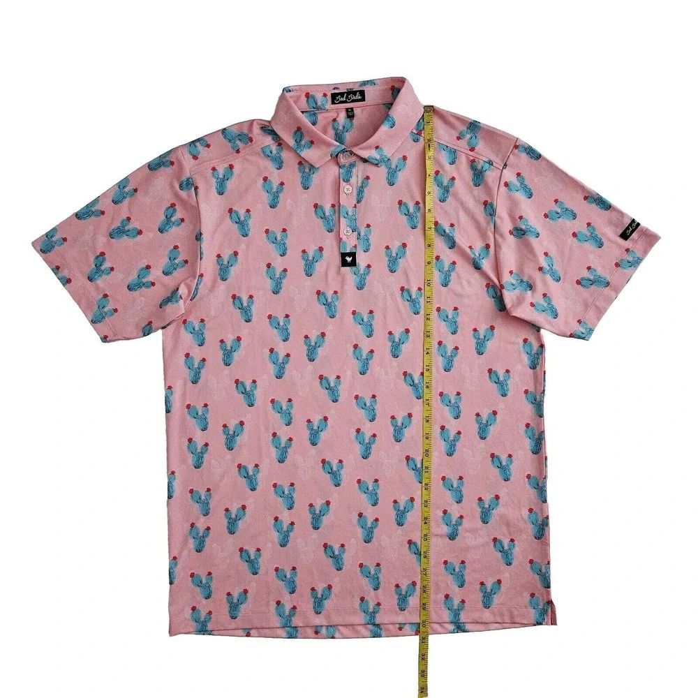 Bad Birdie (Mens Size XL) Performance Pink Cactus Cacti Golf Polo Shirt‎ Stretch - Picture 6 of 6